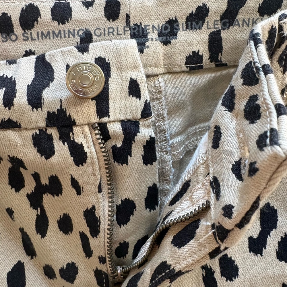 Chico's Black and Cream Animal Print Pants - Picture 9 of 9